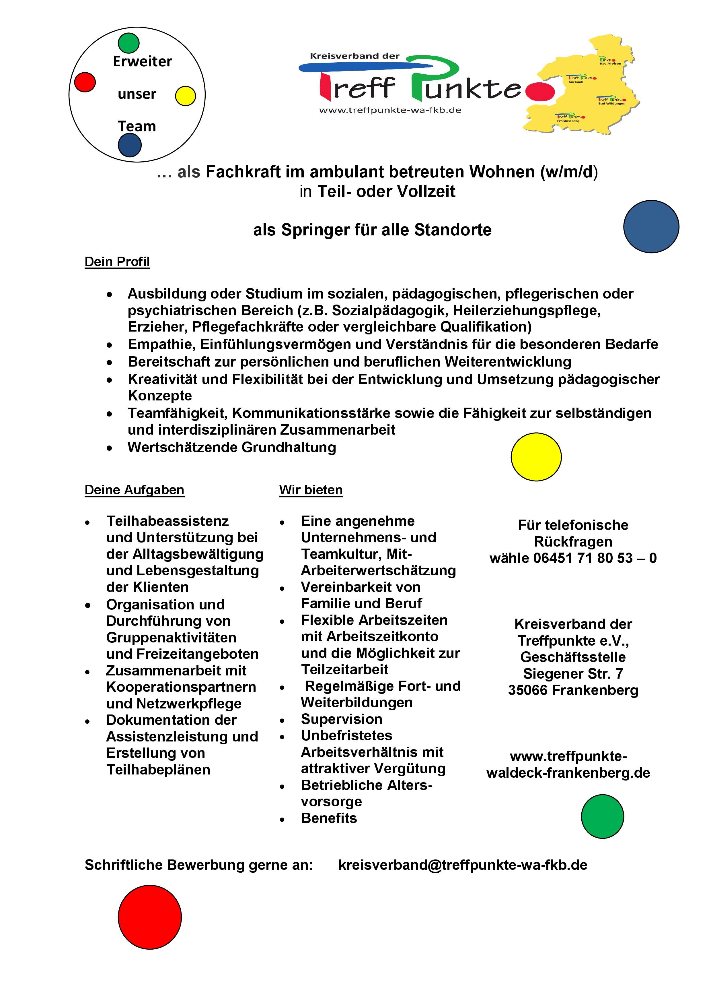 Stellenausschreibung BeWo Springer 1